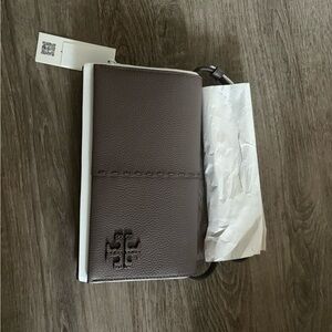 Tory Burch Brown Wallet with Textured Design and Compact Size